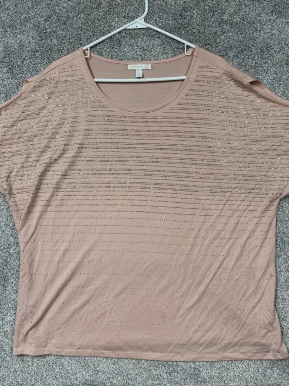 Westport 1962 Tunic Top Womens 3X Plus Pink Studs Striped Ethereal Shimmer Boho